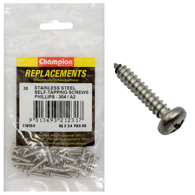 8G X 3/4IN S/TAPPING SCREW PAN HD PHILLIPS 304/A2 Default Title