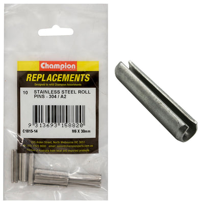Champion 6mm x 30mm Stainless Roll Pin 304/A2 -10pk Default Title