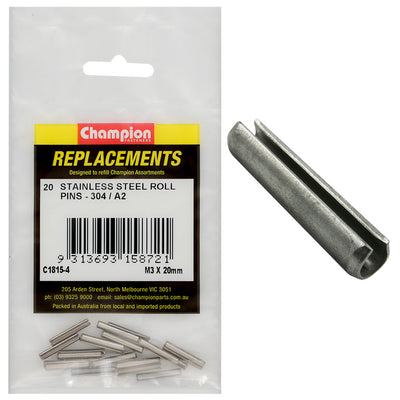 Champion 3mm x 20mm Stainless Roll Pin 304/A2 -20pk Default Title