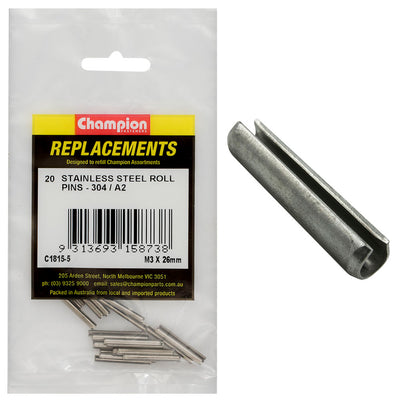 Champion 3mm x 26mm Stainless Roll Pin 304/A2 -20pk Default Title