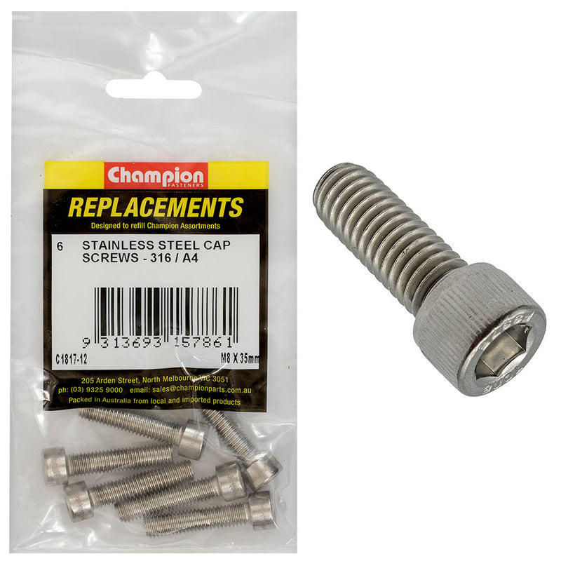 Champion M8 x 35mm Socket Cap Screw 316/A4 -6pk Default Title