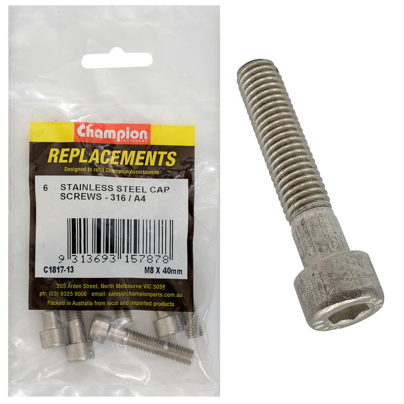 Champion M8 x 40mm Socket Cap Screw 316/A4 -6pk Default Title