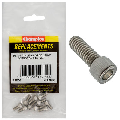 Champion M5 x 10mm Socket Cap Screw 316/A4 -10pk Default Title