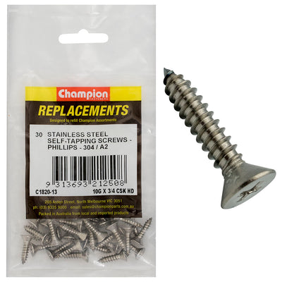10G X 3/4IN S/TAPPING SCREW CSK HD PHILLIPS 304/A2 Default Title