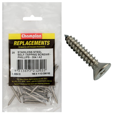 10G X 1-1/2IN S/TAPPING SCREW CSK HD PHILLIPS Default Title