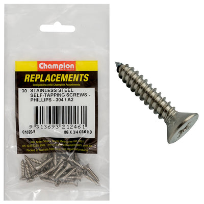 8G X 3/4IN S/TAPPING SCREW CSK HD PHILLIPS 304/A2 Default Title