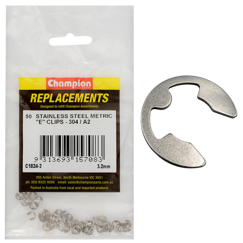 Champion 3.2mm Stainless E-Clips 304/A2 -50pk Default Title