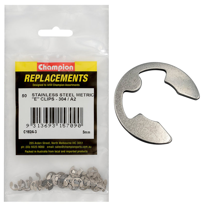 Champion 5mm Stainless E-Clips 304/A2 -50pk Default Title