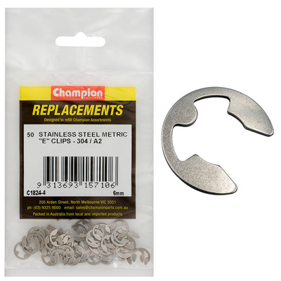 Champion 6mm Stainless E-Clips 304/A2 -50pk Default Title