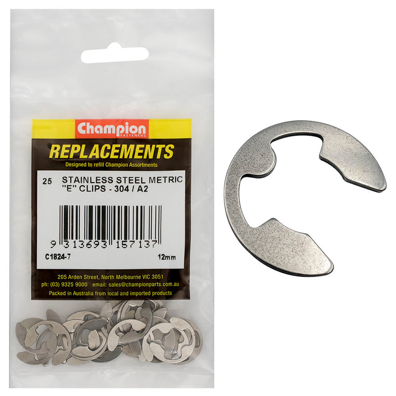 Champion 12mm Stainless E-Clips 304/A2 -25pk Default Title