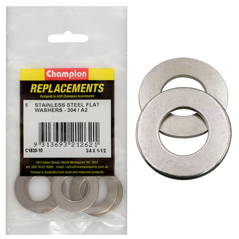 3/4IN X 1-1/2IN STAINLESS FLAT WASHERS 304/A2 Default Title