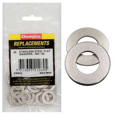 Champion M12 x 24mm Stainless Flat Washer 304/A2 -20pk Default Title