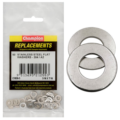 3/16IN X 7/16IN STAINLESS FLAT WASHERS 304/A2 Default Title