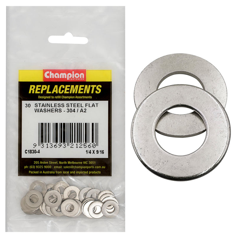 1/4IN X 9/16IN STAINLESS FLAT WASHERS 304/A2 Default Title