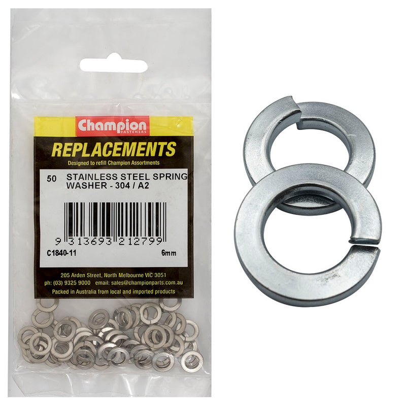 Champion M6 Stainless Spring Washer 304/A2 -50pk Default Title