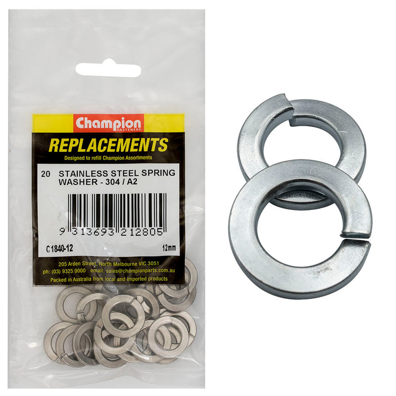 Champion M12 Stainless Spring Washer 304/A2 -20pk Default Title