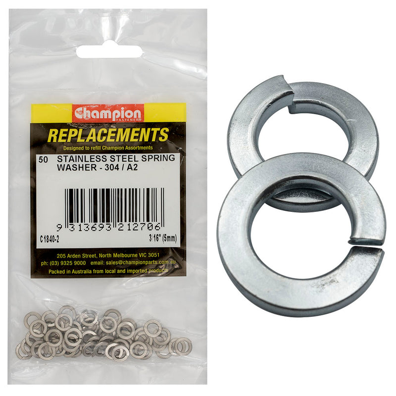 Champion 3/16in (M5) Stainless Spring Washer 304/A2 -50pk Default Title