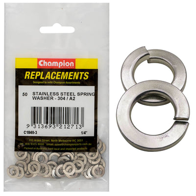 Champion 1/4in Stainless Spring Washer 304/A2 -50pk Default Title