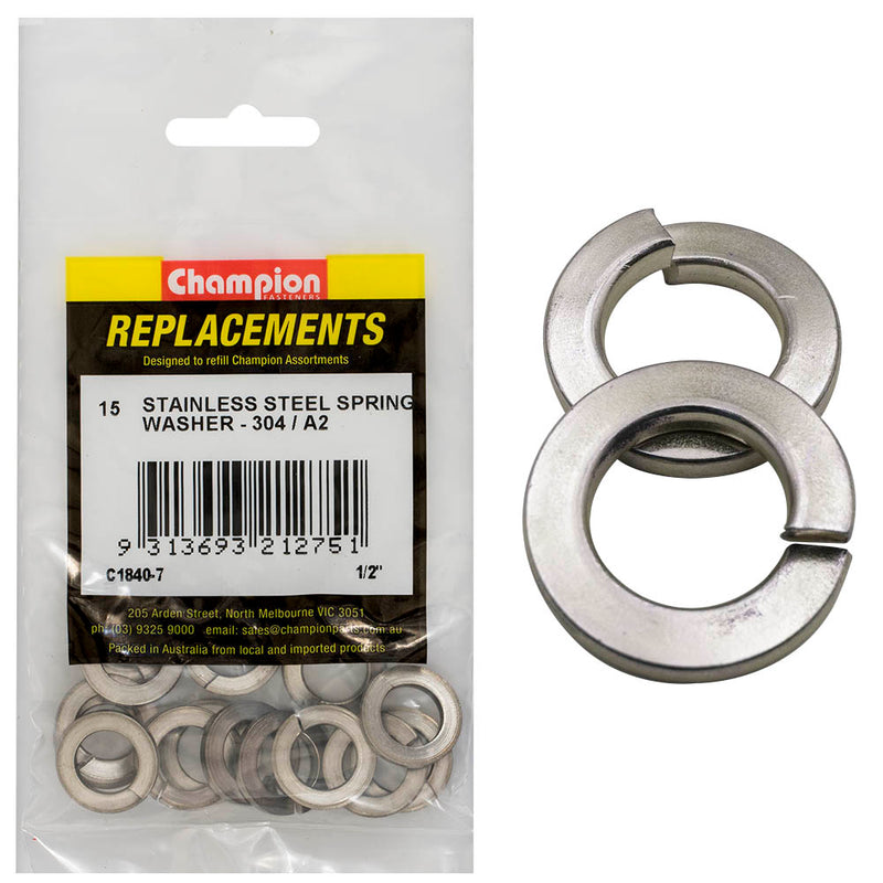 Champion 1/2in Stainless Spring Washer 304/A2 -15pk Default Title