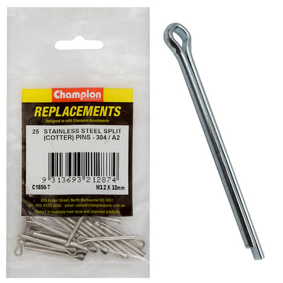 3.2MM X 32MM STAINLESS SPLIT (COTTER) PINS 304/A2 Default Title