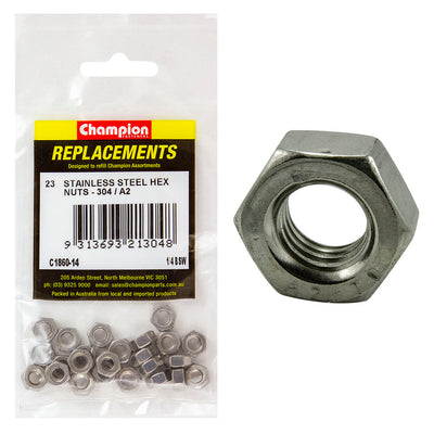 Champion 1/4in BSW Stainless Hex Nut 304/A2 -23pk Default Title