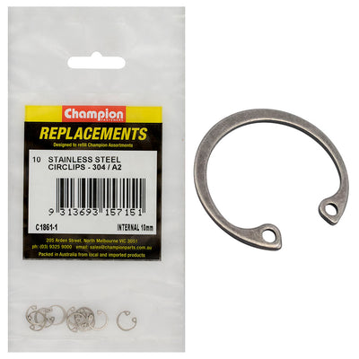 Champion 10mm Stainless internal Circlip 304/A2 -10pk Default Title