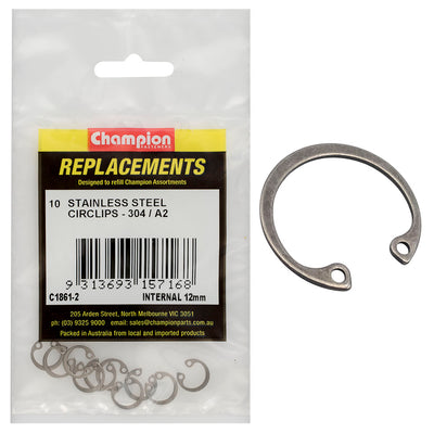 Champion 12mm Stainless internal Circlip 304/A2 -10pk Default Title