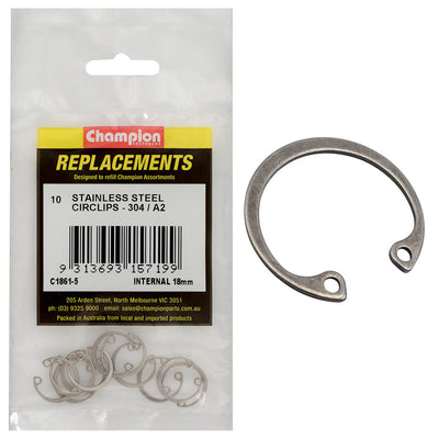 Champion 18mm Stainless internal Circlip 304/A2 -10pk Default Title