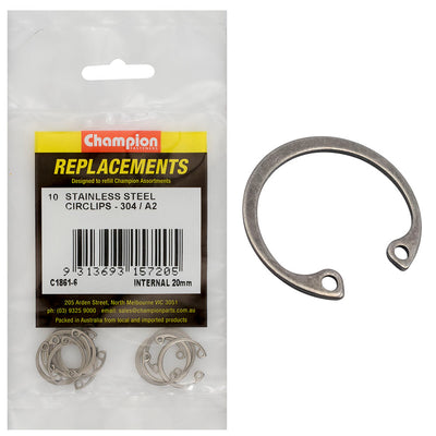 Champion 20mm Stainless internal Circlip 304/A2 -10pk Default Title