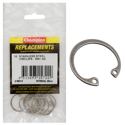 Champion 25mm Stainless internal Circlip 304/A2 -10pk Default Title