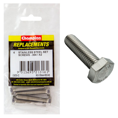 Champion M8 x 50mm Stainless Set Screw 304/A2 -4pk Default Title