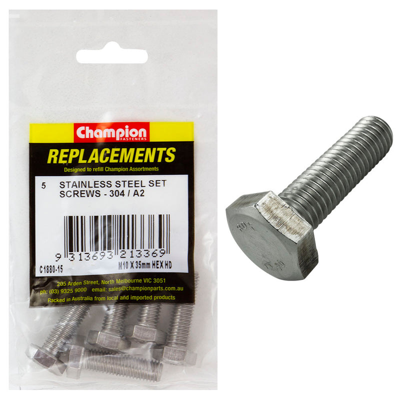 Champion M10 x 35mm Stainless Set Screw 304/A2 -4pk Default Title