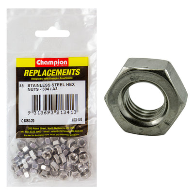 Champion M6 x 1.00 Stainless Hex Nut 304/A2 -55pk Default Title