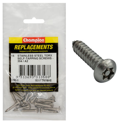 Champion 10G x 1in Self-Tapping Screw Pan Tpx 304/A2 -15pk Default Title