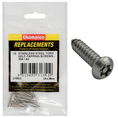 Champion 6G x 1in Self-Tapping Screw Pan Tpx 304/A2 -15pk Default Title