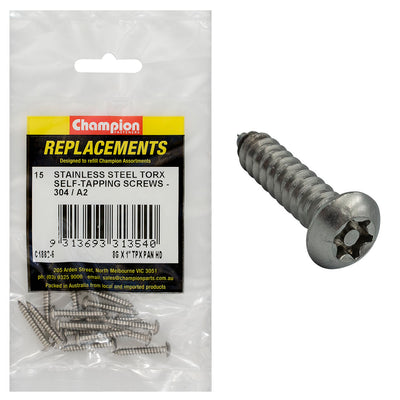 Champion 8G x 1in Self-Tapping Screw Pan Tpx 304/A2 -15pk Default Title