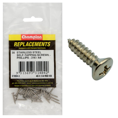 4G X 3/4IN S/TAPPING SCREW - RSD - PH - 316/A4 Default Title