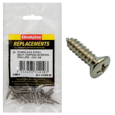 8G X 3/4IN S/TAPPING SCREW -RSD -PH -316/A4 -30PK Default Title