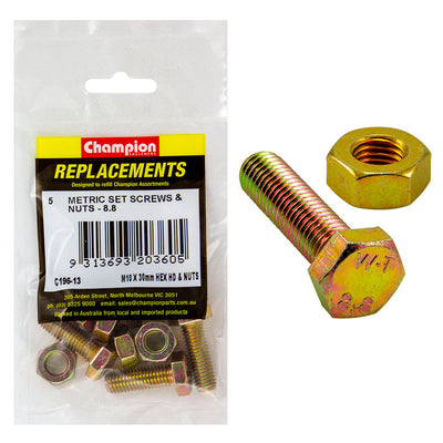 Champion M10 x 30mm x 1.50 Set Screw -Gr.8.8 -5pk Default Title