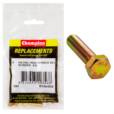 Champion M8 x 25mm x 1.25 Set Screw -Gr.8.8 -8pk Default Title