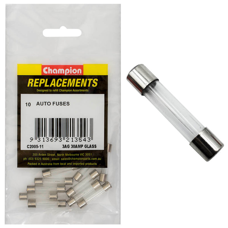 Champion 3Ag 30Amp Glass Fuse -10pk Default Title