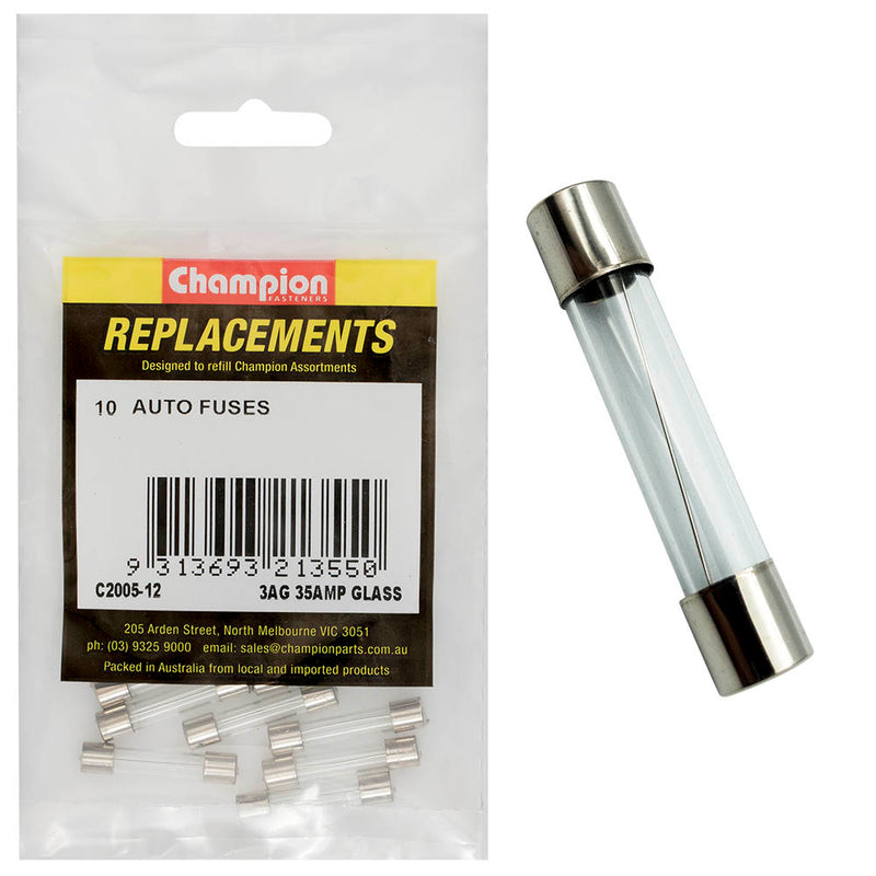 Champion 3Ag 35Amp Glass Fuse -10pk Default Title