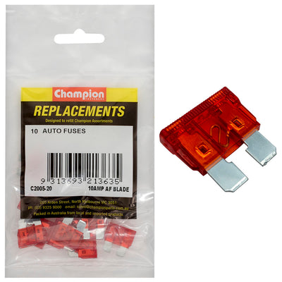 Champion AF 10Amp Standard Blade Fuse (Red) -10pk Default Title