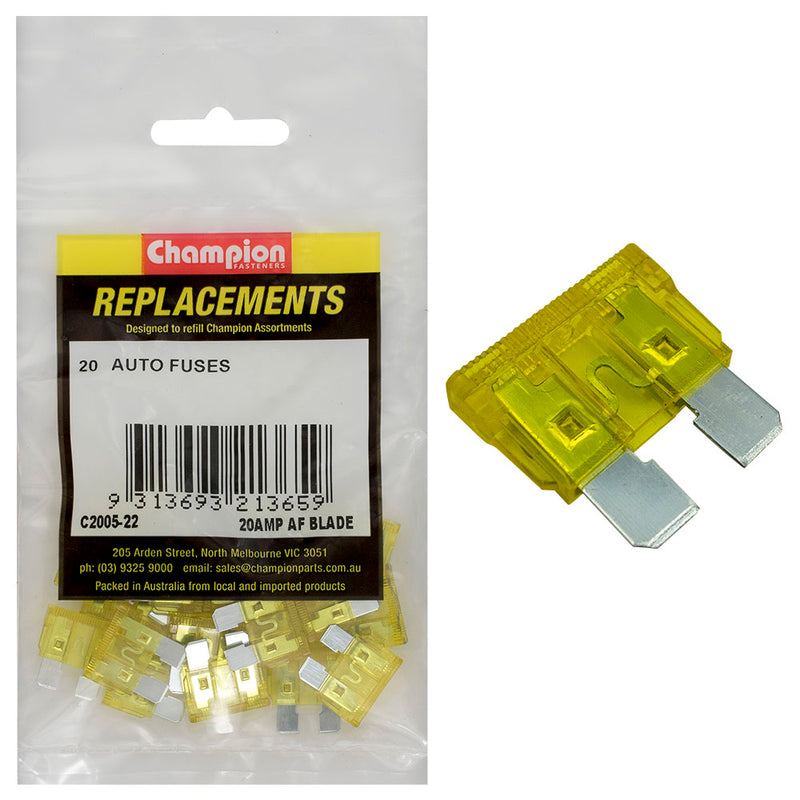 Champion AF 20Amp Standard Blade Fuse (Yellow) -20pk Default Title