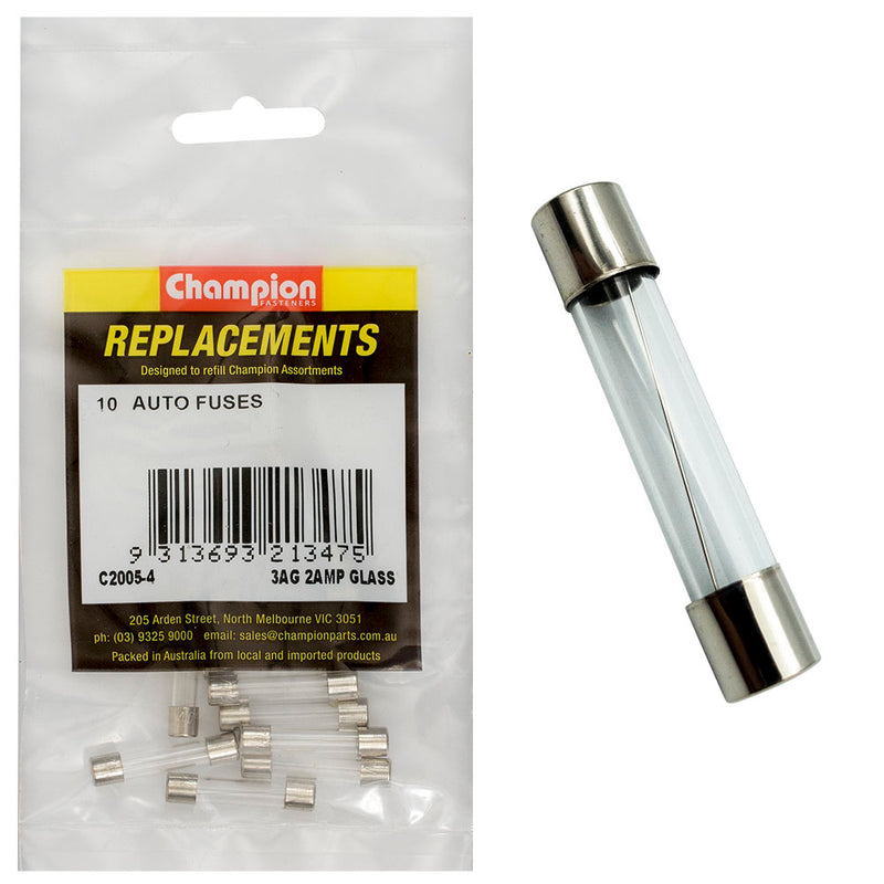 Champion 3Ag 2Amp Glass Fuse -10pk Default Title