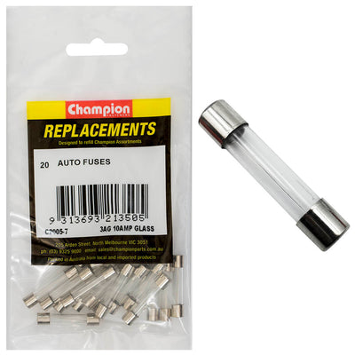 Champion 3Ag 10Amp Glass Fuse -20pk Default Title