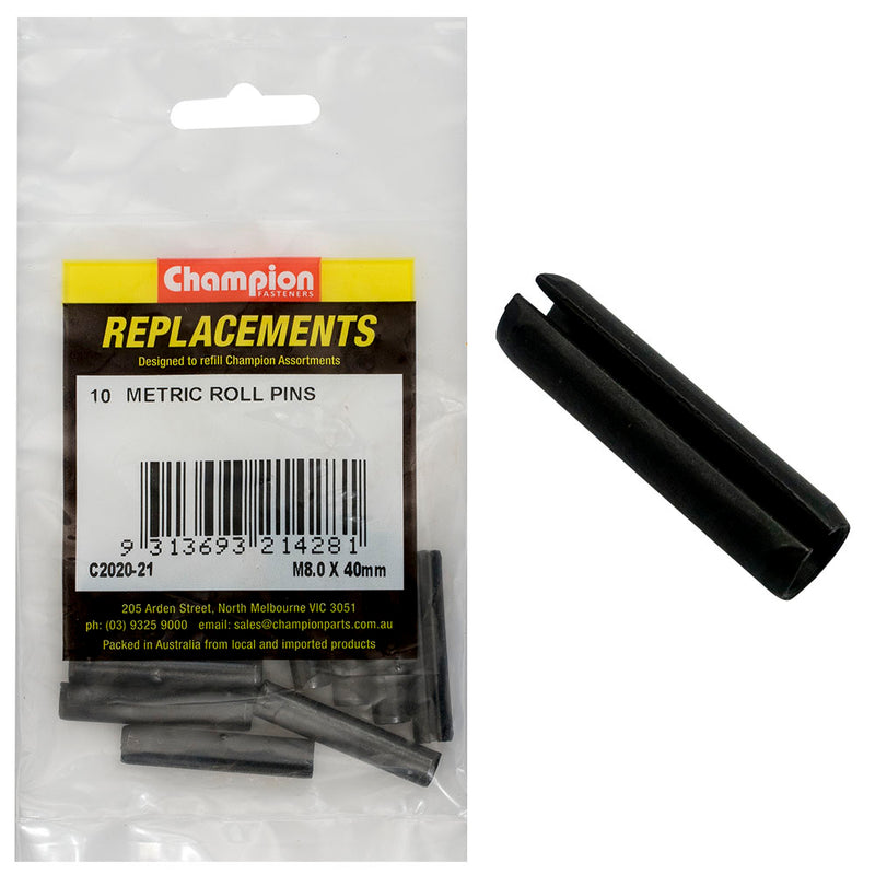 Champion 8.0 x 40mm Metric Roll Pin -10pk Default Title