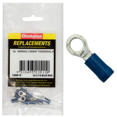 Champion 3/16in / 4.8mm Blue Ring Terminal -10pk Default Title