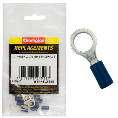 Champion 5/16in / 8mm Blue Ring Terminal -10pk Default Title