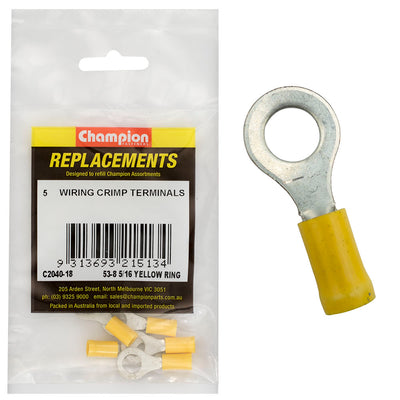 Champion 5/16in / 8mm Yellow Ring Terminal -5pk Default Title